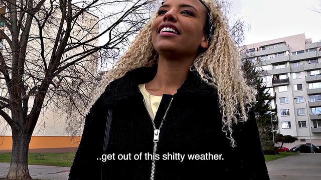 блондин снял черную красотку за деньги и трахнул по жести