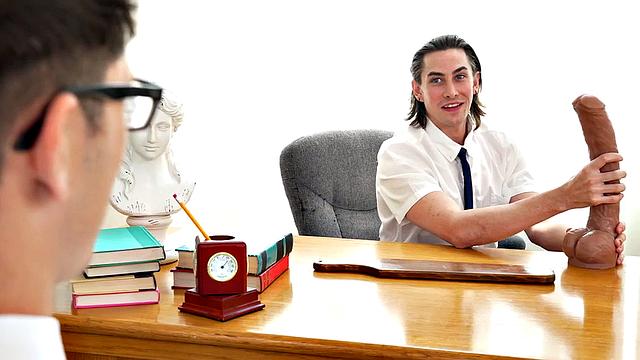 Big cock fisting student fists friend in classroom