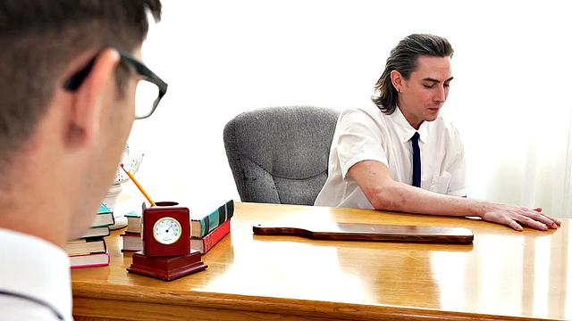 Big cock fisting student fists friend in classroom