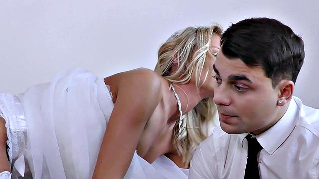 DEBT4k. Pretty blonde enjoys sex with loan shark in front of groom