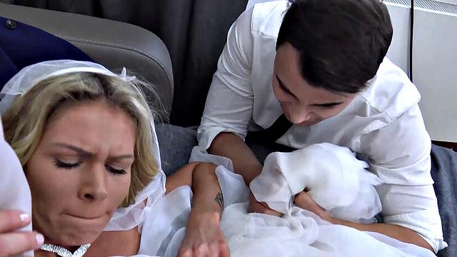 DEBT4k. Pretty blonde enjoys sex with loan shark in front of groom