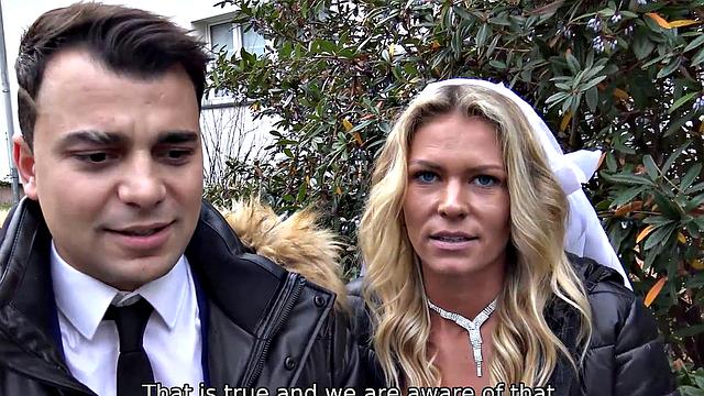 DEBT4k. Pretty blonde enjoys sex with loan shark in front of groom