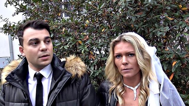 DEBT4k. Pretty blonde enjoys sex with loan shark in front of groom