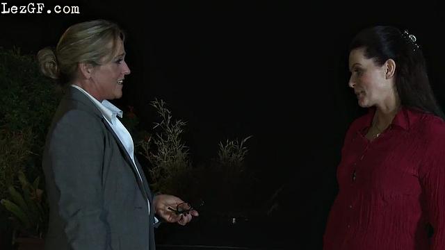 Classy office lesbian fingering