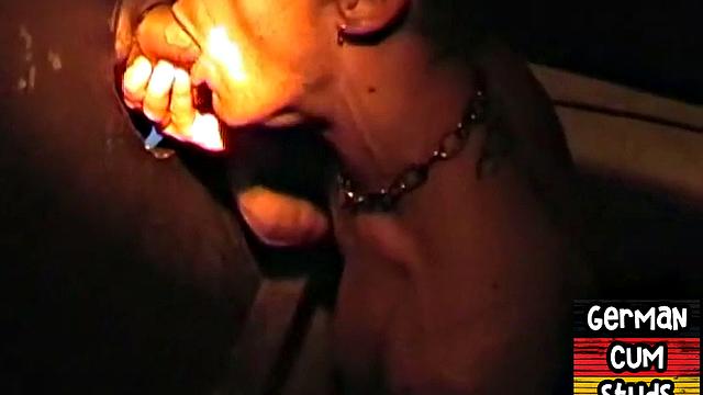 Amateur German facialized in closeup gloryhole BJ