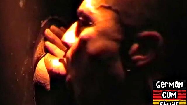Amateur German facialized in closeup gloryhole BJ