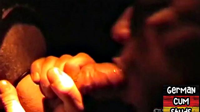 Amateur German facialized in closeup gloryhole BJ