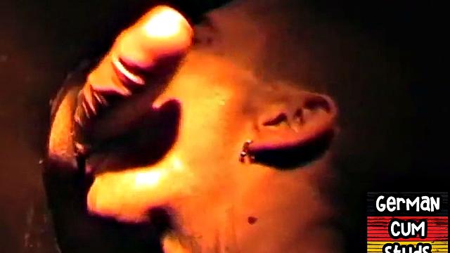 Amateur German facialized in closeup gloryhole BJ