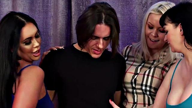 Watch CFNM ladies deepthroat in wild group action action