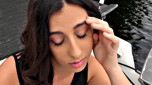 Tattooed brunette gets her tight pussy pounded outdoors with a huge cock