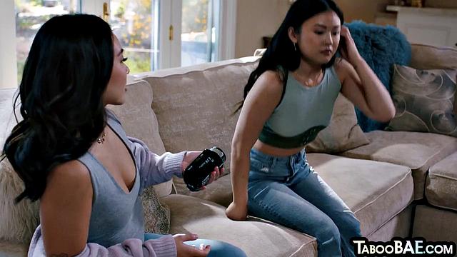 Petote hairy asian sharing a guy