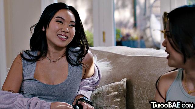 Petote hairy asian sharing a guy