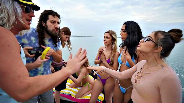 Get ready for a wild ride as the boat explodes in a hot, tattooed fuckfest!