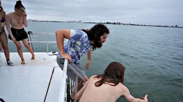 Get ready for a wild ride as the boat explodes in a hot, tattooed fuckfest!