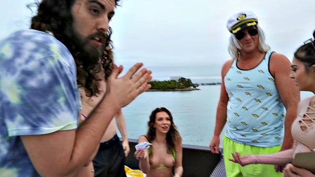 Get ready for a wild ride as the boat explodes in a hot, tattooed fuckfest!