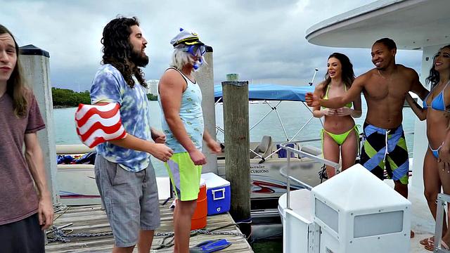 Get ready for a wild ride as the boat explodes in a hot, tattooed fuckfest!