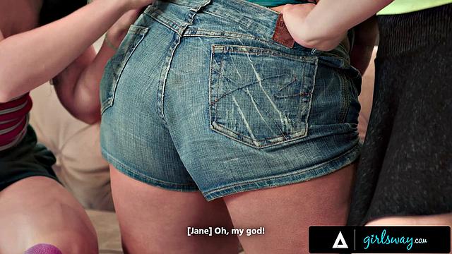 GIRLSWAY - Masturbating Holly Catches Spying Sorority Babes Jane Wilde & Leana Lovings