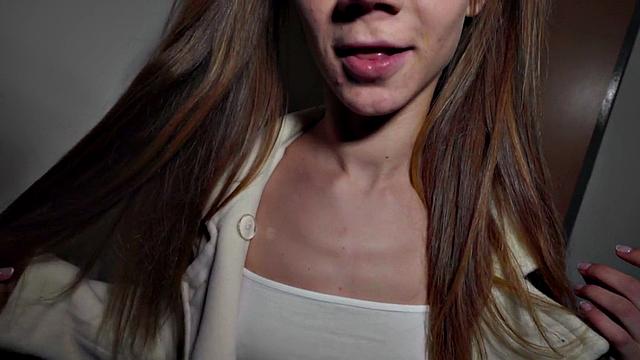 Petite teen4cash sucks big white cock before sex