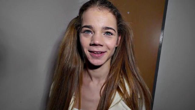 Petite teen4cash sucks big white cock before sex