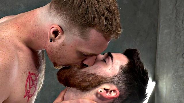 Bearded stud asslicked before bareback sex till cumshot