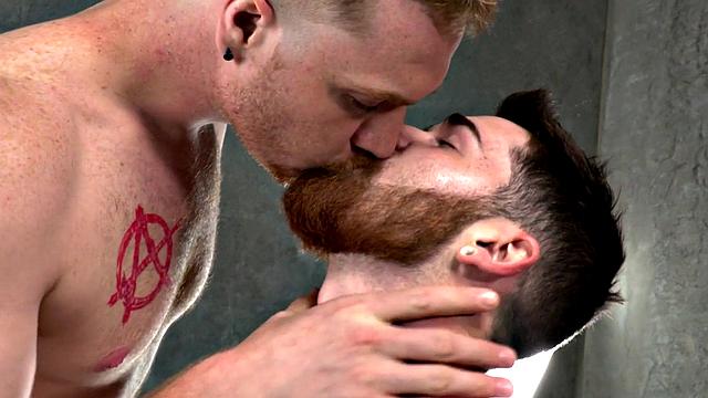 Bearded stud asslicked before bareback sex till cumshot