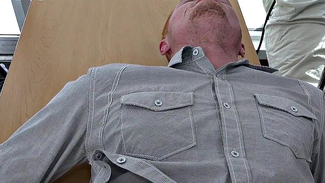 Ginger bottom assbanged in office by dominant Black top