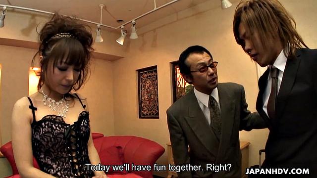 Hot office slut fucked by two guys