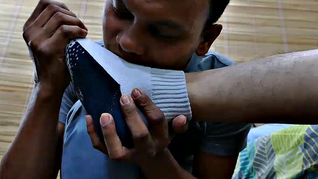 After watching Felix's male feet video, Mikal enjoys foot worship on his Asian twink feet. Mikal is pretty cute and hot himself.