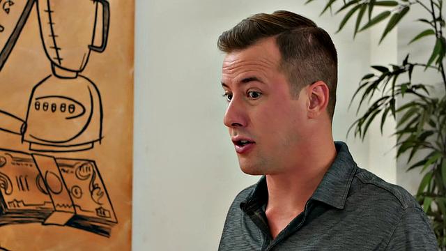 Blonde tattooed chick in sexy dress enjoys wild cowgirl and missionary action on sofa