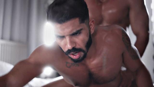 Real Latin jock doggystyled by lover after blowjob