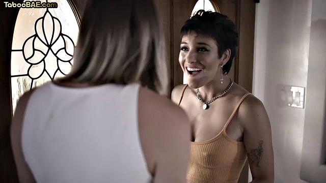 Busty cougar pussylicking lesbian babe