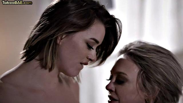 Busty cougar pussylicking lesbian babe