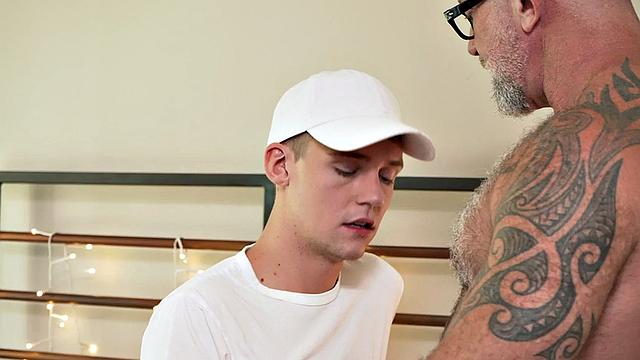 Tattooed guy fucked in anal hole in doggystyle by nice dick