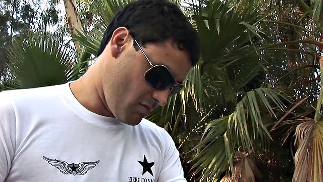 Military DILF barebacks 21yo twink outdoors till cumshot