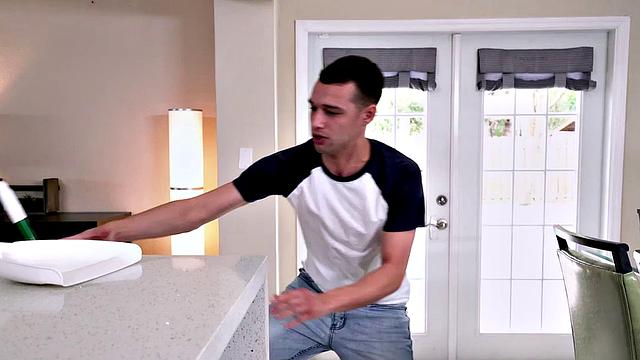 Stepson nails busty stepmom with big tits and tight pussy in the kitchen