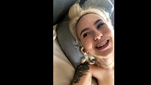 Cute babe stretching asshole with dildo