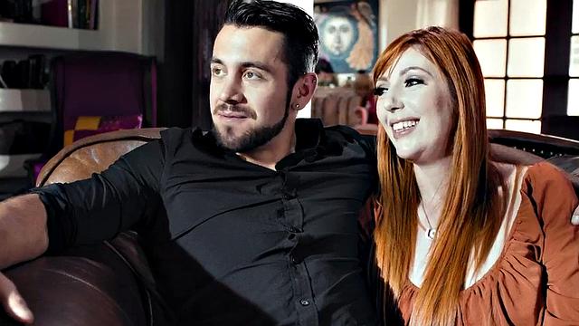 TS facefucked slut in stockings joins couple in threesome