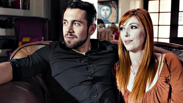 TS facefucked slut in stockings joins couple in threesome