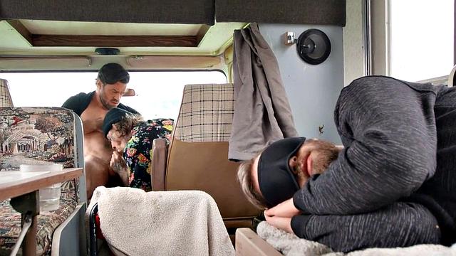 Tattooed jock barebacks BF outdoors