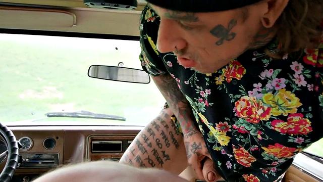 Tattooed jock barebacks BF outdoors