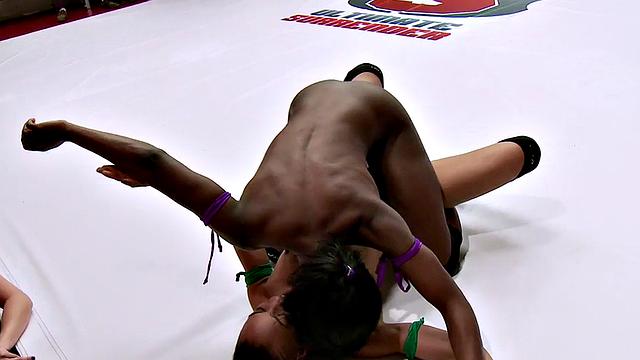 Lesbians 4some wrestling turns into fingering