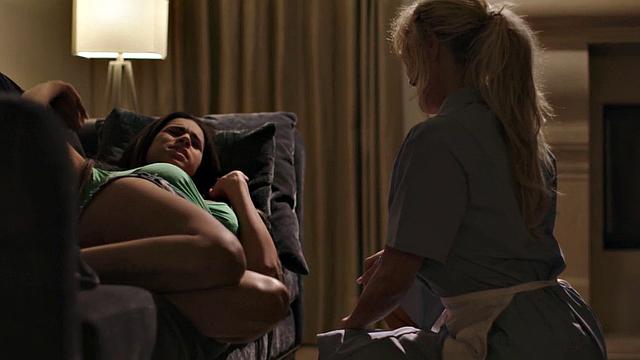 Seducing lesbian scissors 19yo after sensual kissing