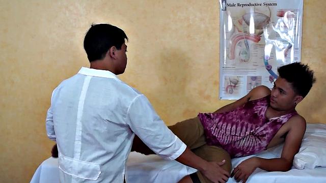 Amateur Asian twink takes enema at infirmary