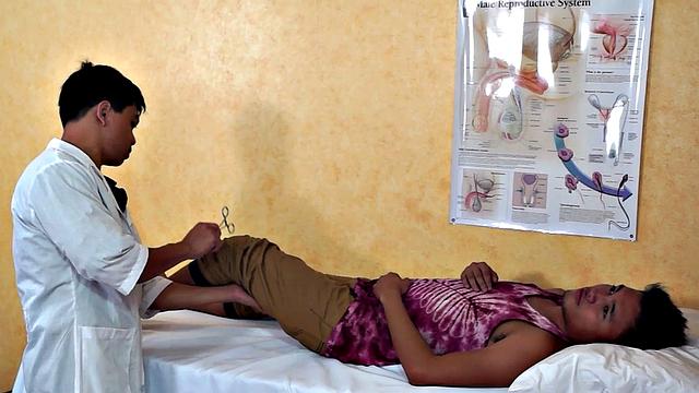 Amateur Asian twink takes enema at infirmary