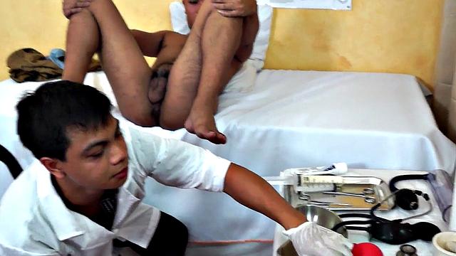 Amateur Asian twink takes enema at infirmary