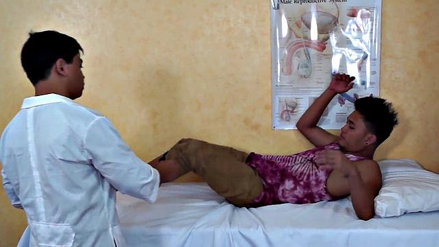 Amateur Asian twink takes enema at infirmary