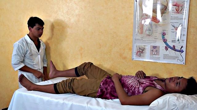 Amateur Asian twink takes enema at infirmary