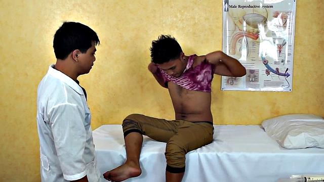 Enema Asian twink examined by doctor in kinky way