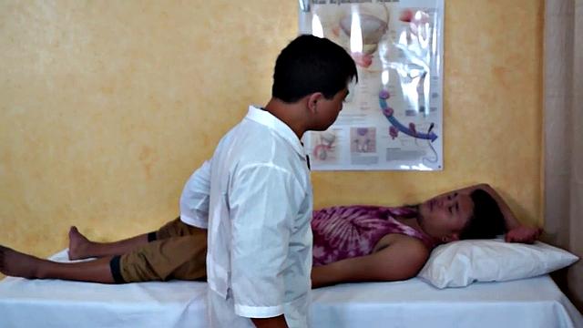 Enema Asian twink examined by doctor in kinky way