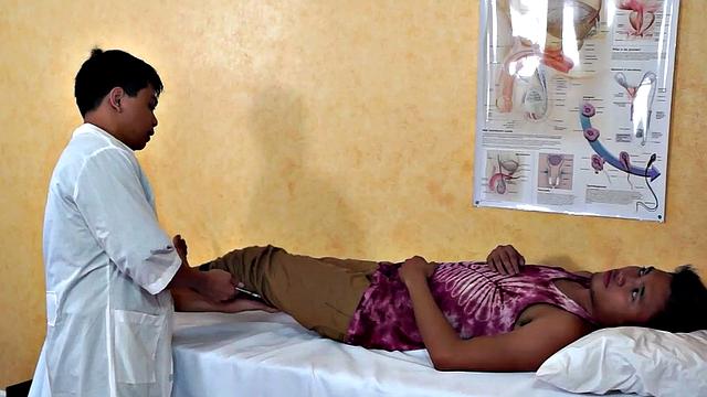 Enema Asian twink examined by doctor in kinky way